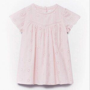 Mango Kids Floral Eyelet Pink Dress, Size 3-4 T